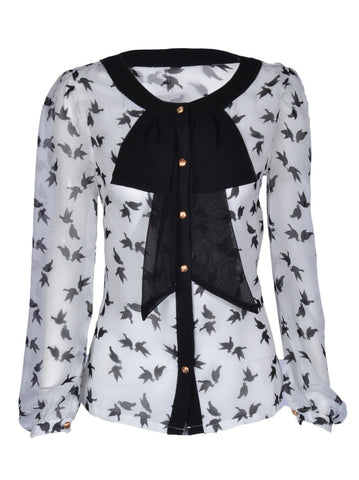 Bird Print Blouse